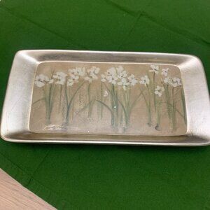 Croscill Orchids & Narcissus Vanity Tray 12.25" x 6.25" Ceramic cottage core